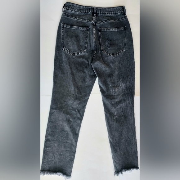 Juniors PACSUN Mom Jean Black Faded Distressed Mid Rise Cotton Jeans - Size 23 - Picture 3 of 12
